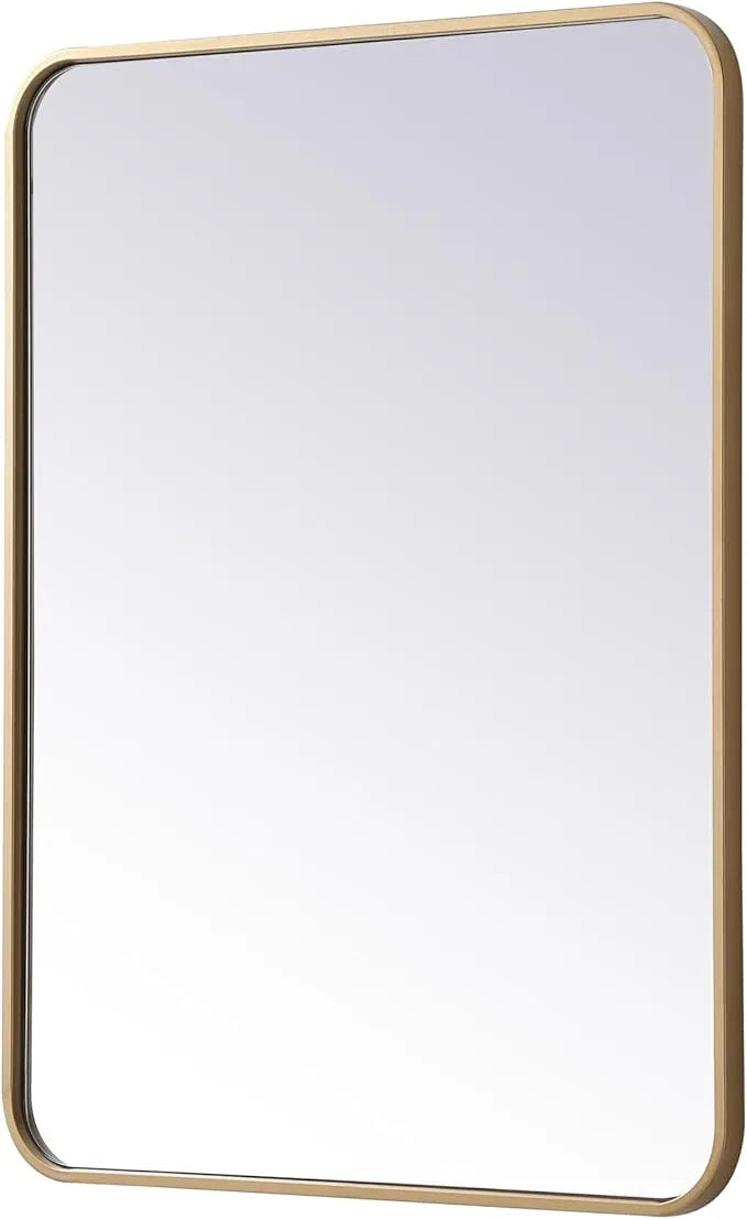 ARS Concepts Aura, Soft Corner Metal Rectangular Mirror 24X32 Inch in, Modern, Brass - ModernBath