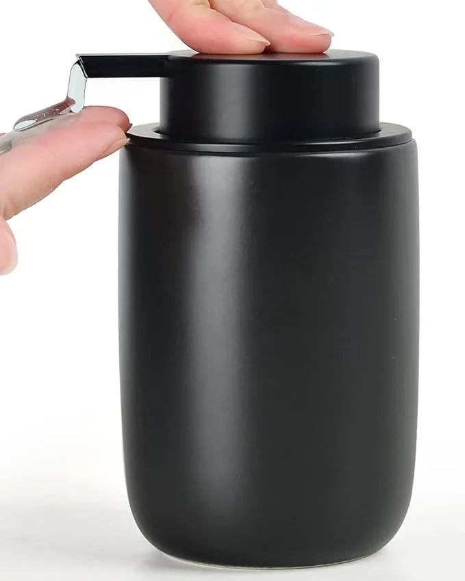 BosilunLife Lotion Pump Dispenser - Matte Black Soap Dispenser Bathroom Ceramic Dish Liquid Soap Dispenser for Kitchen, Bathroom Countertop Soap Dispensers - ModernBath