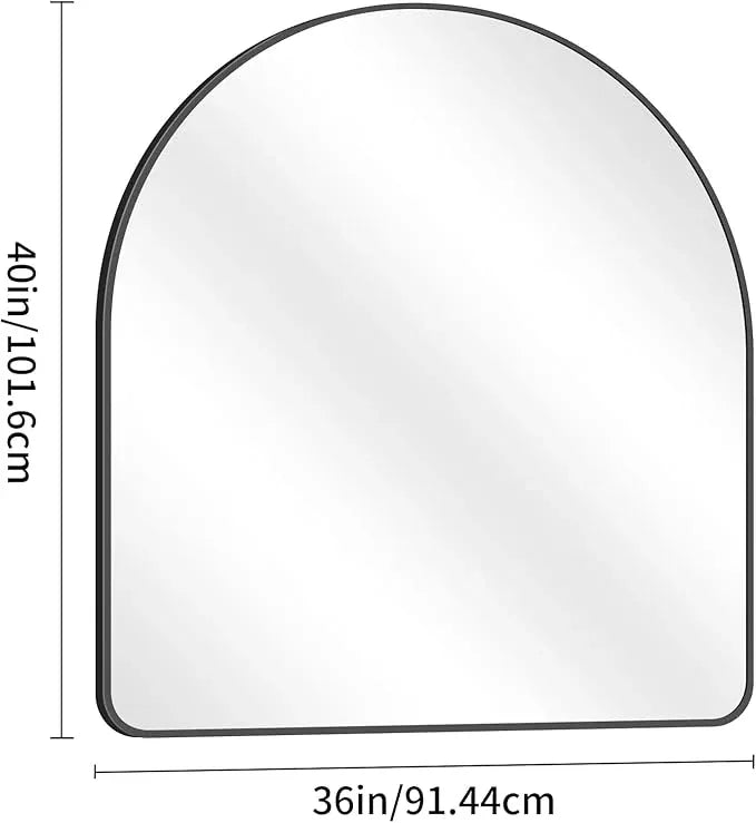 Arched Bathroom Mirror, 36"x40" Black Arched Mirror for Bathroom, Wall Mounted Mirror, Black Vanity Wall Mirror w/Metal Frame for Bedroom, Entryway, Living Room, Vertically Hanging - ModernBath