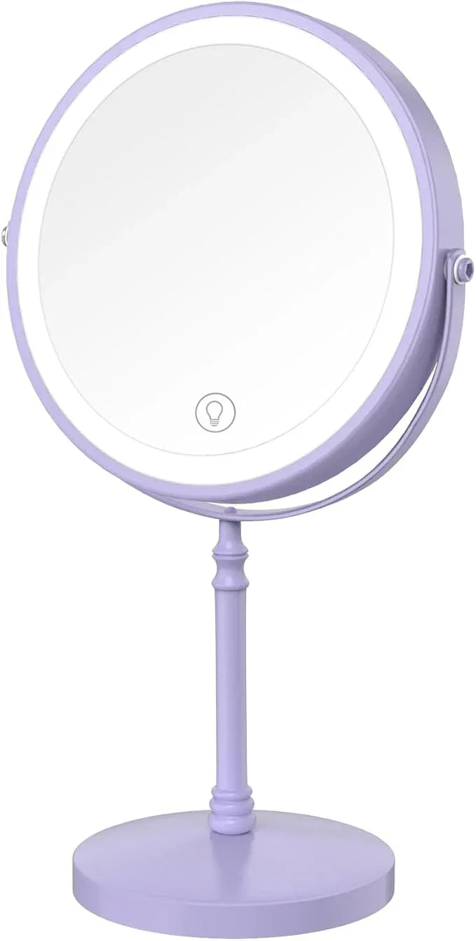 Lighted Makeup Mirror, 3000 mAh Rechargeable Double Sided Magnifying Vanity Mirror with 3 Colors, 1x/10x, 360° Rotation , Brightness Adjustable Magnification Cosmetic Light up Mirror, Women Gift - ModernBath
