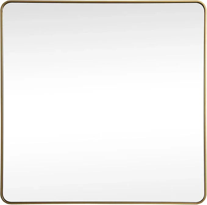 ARS Concepts Aura, Soft Corner Metal Square Mirror 42X42 Inch in, Modern, Brass - ModernBath