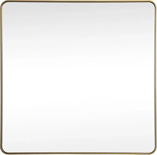 ARS Concepts Aura, Soft Corner Metal Square Mirror 42X42 Inch in, Modern, Brass - ModernBath