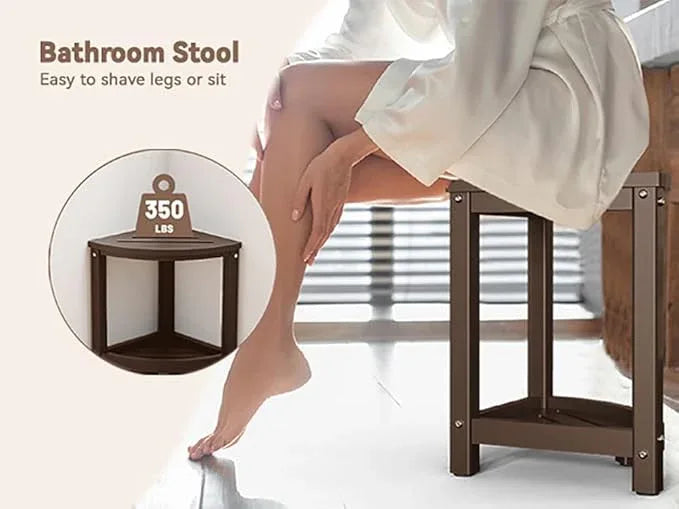 ONSGLM Shower Stool for Inside Shower, Corner Shower Bench Seat, HDPE Waterproof Shower Stool for Shaving Legs with Baffle Storage Shelf, Shower Seat/Foot Rest for Bathroom, Indoor/Outdoor Use, Brown - ModernBath