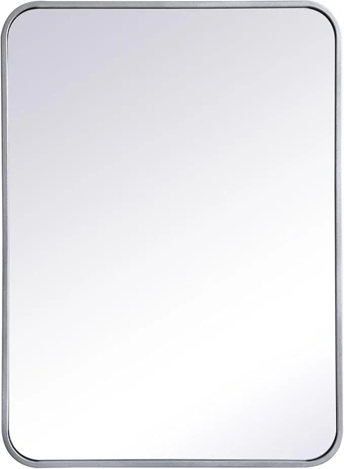 ARS Concepts Aura, Soft Corner Metal Rectangular Mirror 22X30 Inch in, Modern, Silver - ModernBath
