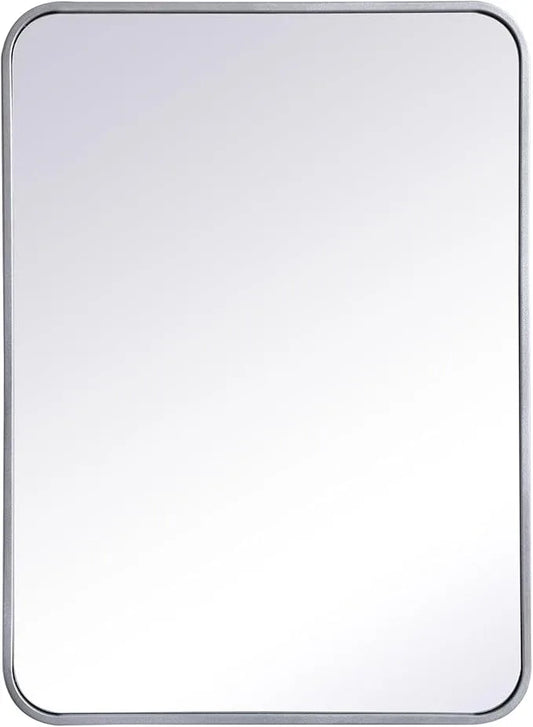 ARS Concepts Aura, Soft Corner Metal Rectangular Mirror 22X30 Inch in, Modern, Silver - ModernBath