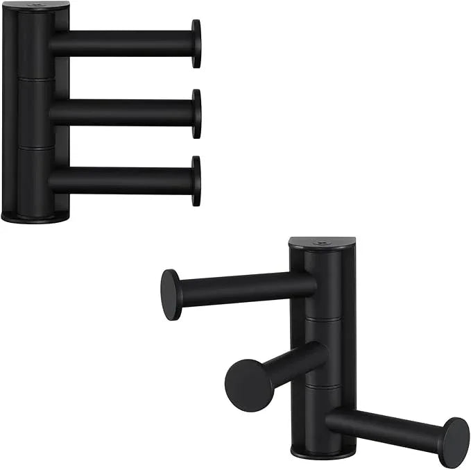 Angle Simple Swivel Towel Hook Matte Black 2 Pack, SUS 304 Stainless Steel Coat Robe Hook for Bathroom - ModernBath
