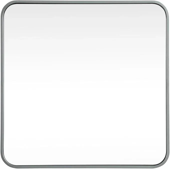 ARS Concepts Aura, Soft Corner Metal Square Mirror 24X24 Inch in, Modern, Silver - ModernBath