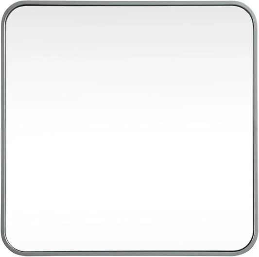 ARS Concepts Aura, Soft Corner Metal Square Mirror 24X24 Inch in, Modern, Silver - ModernBath
