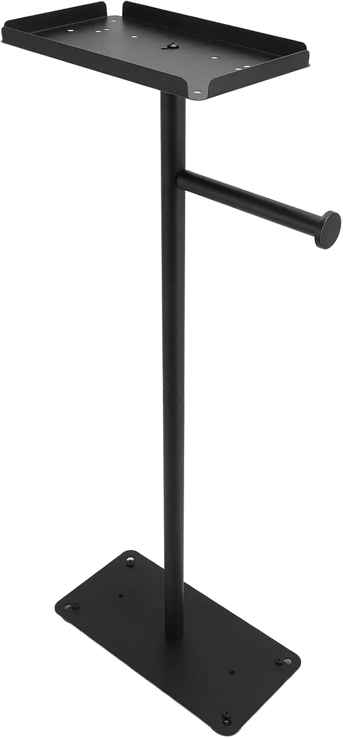 Stainless Steel Black Standing Toilet Paper Holder Stand - Bathroom Tissue Roll Holder with Potted Plants Stand Design - ModernBath