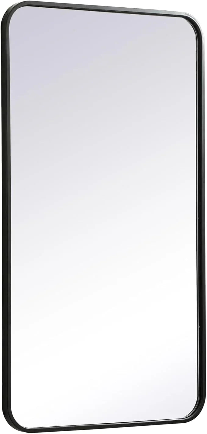 ARS Concepts Aura, Soft Corner Metal Rectangular Mirror 20X36 Inch in, Modern, Black - ModernBath