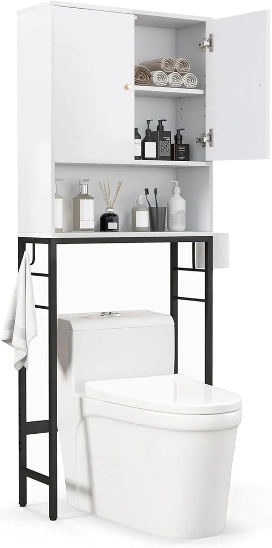 Over-The-Toilet Storage Cabinet, Freestanding Bathroom Organizer with Metal Frame, Adjustable Shelf & Open Compartment, Space Saver for Toilet & Laundry Room - ModernBath