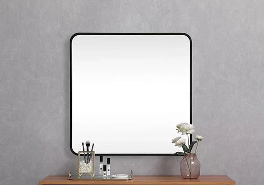 ARS Concepts Aura, Soft Corner Metal Square Mirror 30X30 Inch in, Modern, Black - ModernBath