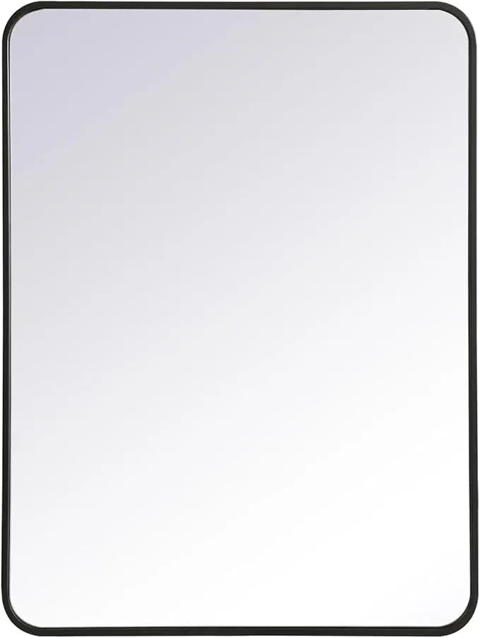 ARS Concepts Aura, Soft Corner Metal Rectangular Mirror 27X36 Inch in, Modern, Black - ModernBath