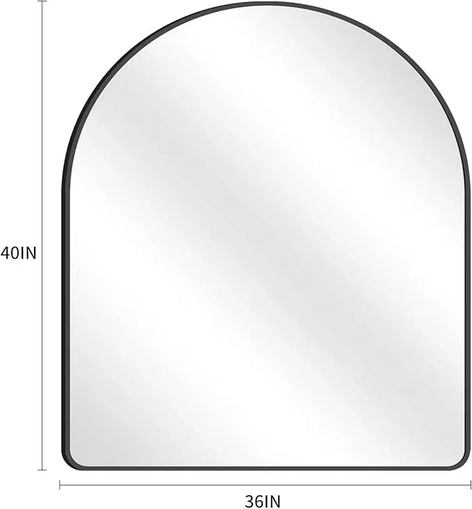 FORBATH Arched Mirror 36x40 Inch, Black Arched Mirror Wall Mounted Modern Black Aluminum Frame Decor Large for Dresser Bedroom Living Room Entryway, Hanging or Leaning Against Wall - ModernBath