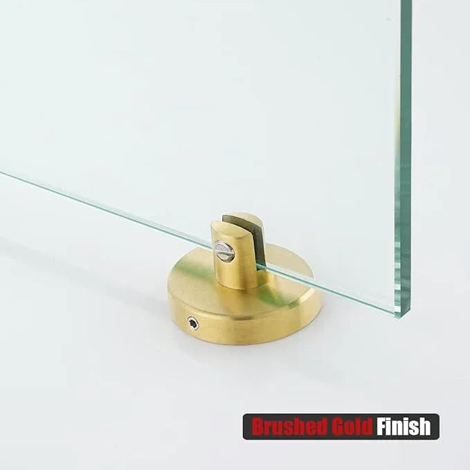 JQK Corner Glass Shelf, Brushed Gold Bathroom 304 Stainless Steel Shower Triangle Floating Wall Shelf, 10 x 10 Tempered Glass, 2 Pack TGS190L10-BG-P2 - ModernBath