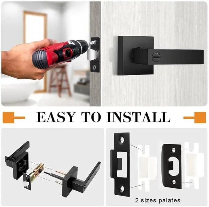 Probrico Matte Black Bed Bath Door Lever Heavy Duty Privacy Door Handle, Keyless Door Lock Interior Bathroom Bedroom Door Handle, Reversible for Left Right Sided Door - ModernBath
