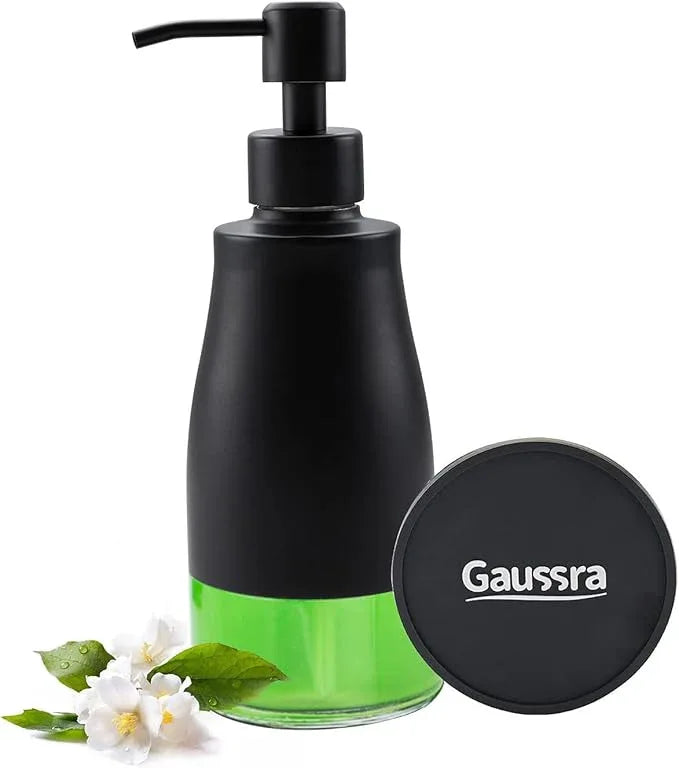 Gaussra Black Soap Dispenser with Coasterand Stickers, Refillable Liquid Stainless Steel Soap Dispenser for Kitchen Sink, Bathroom Countertop (11OZ / 320ML) - ModernBath