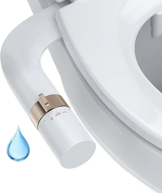 Toilet Bidet Attachment Non-Electric Dual Nozzle – Self-Cleaning Frontal & Rear Wash, Adjustable Water Pressure, Fresh Cold Water Sprayer, Ultra-Slim Easy to Install, Toilet Seat Attachment, Rose Gold - ModernBath