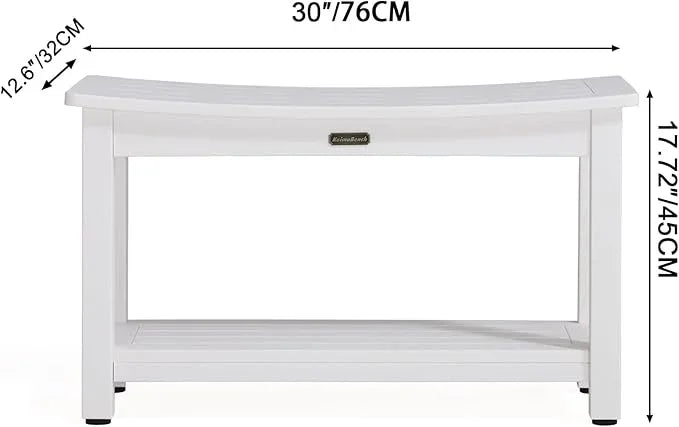 30'' Heavy Duty Shower Bench for Inside Shower, White Poly Bath Stool for Shaving Legs, Waterproof Spa Bath Chair Seat with Adjustable Feet, Weight Capacity 700LBS (30 x 13 Inches) - ModernBath