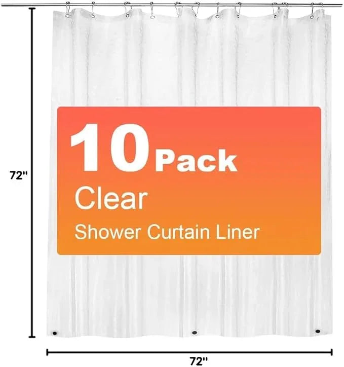 ZEMAHOME 10 Pack PEVA Plastic Shower Curtain Liner Premium Light Weight 72" x 72" Clear Bathroom Shower Showroom Curtain Liner with Rustproof Metal Gromments and Weighted Magnet - ModernBath