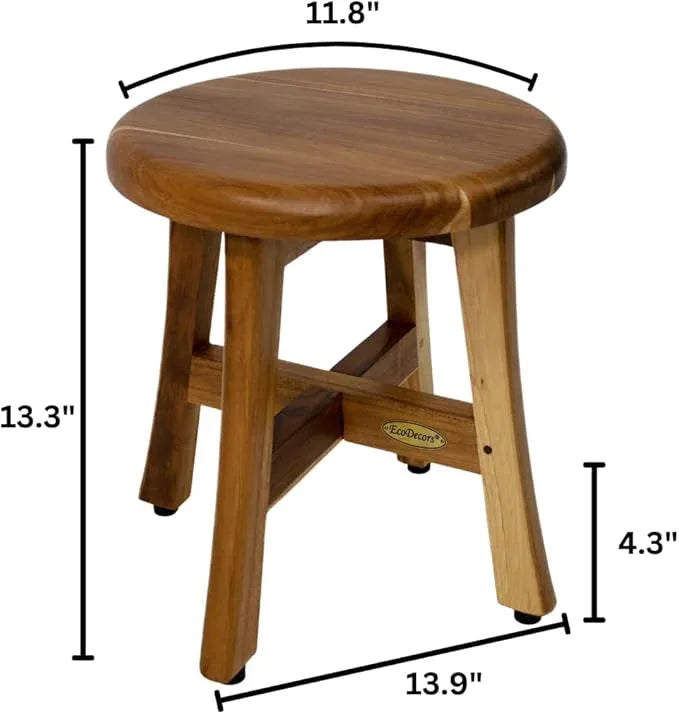 EcoDecors Shoji 12 Inch, 13 inch T, Perfect Height for Shaving Waterproof Teak Wood Shower Bench Stool Seat Chair for Inside Shower Storage Provides Safety, and Storage for Bathroom Accessories - ModernBath