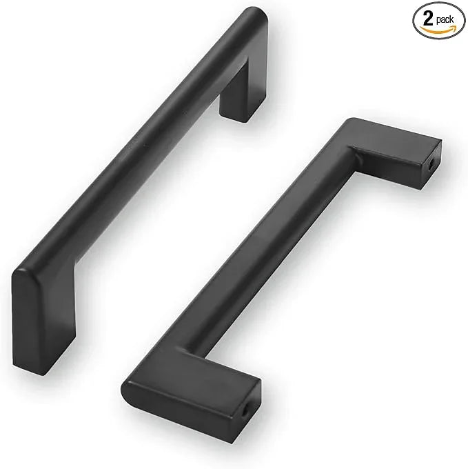 khtumeware 3-1/2 Inch Hole Center 2-Pack,Matte Black Heavy Duty Soild Cabinet Pulls,Kitchen Drawer Handle, Hardware for Bathroom, Drawer, Cabinet, Door Cabinet - ModernBath