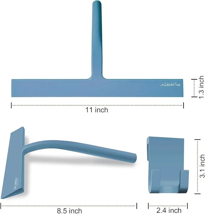 Large Shower Squeegee for Glass Doors, Richmirth 11 Inch Squiggy for Shower Glass Bathroom Squeegee Mop Wiper Cleaner Tool for Tile Wall, Car Glass, Window - Green - ModernBath