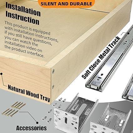 Pull Out Drawers for Cabinet18"W x 22"D x 3"H Wood Slide Out Cabinet Organizer and Storage Cabinet Kitchen Drawers Slide Out Shelves Pull Out Shelves in Kitchen Pantry Bathroom with Soft Close - ModernBath