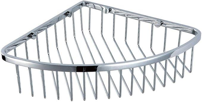 SANLIV Corner Shower Caddy,Chrome Corner Shower Basket,Wall Mounted Bathroom Soap Holder & Shampoo Shelf,Solid Brass Wire Basket Soap Dish for Inside Shower,Polished Chrome - ModernBath