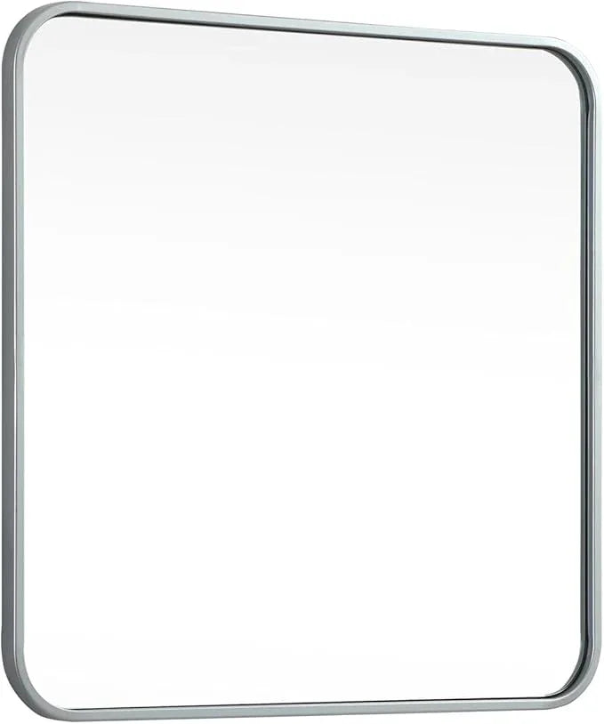 ARS Concepts Aura, Soft Corner Metal Square Mirror 24X24 Inch in, Modern, Silver - ModernBath