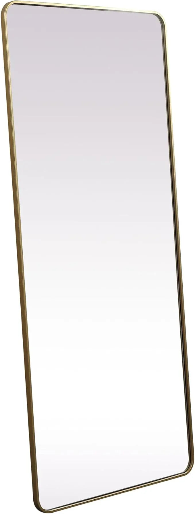 ARS Concepts Aura, Soft Corner Metal Rectangle Mirror 32X72 Inch in, Modern, Brass - ModernBath