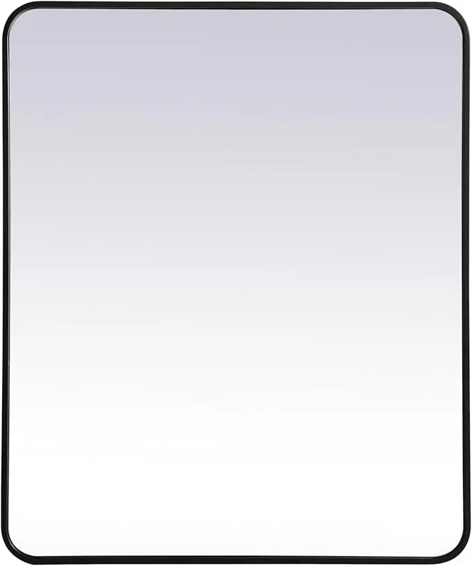 ARS Concepts Aura, Soft Corner Metal Rectangular Mirror 30X36 Inch in, Modern, Black - ModernBath