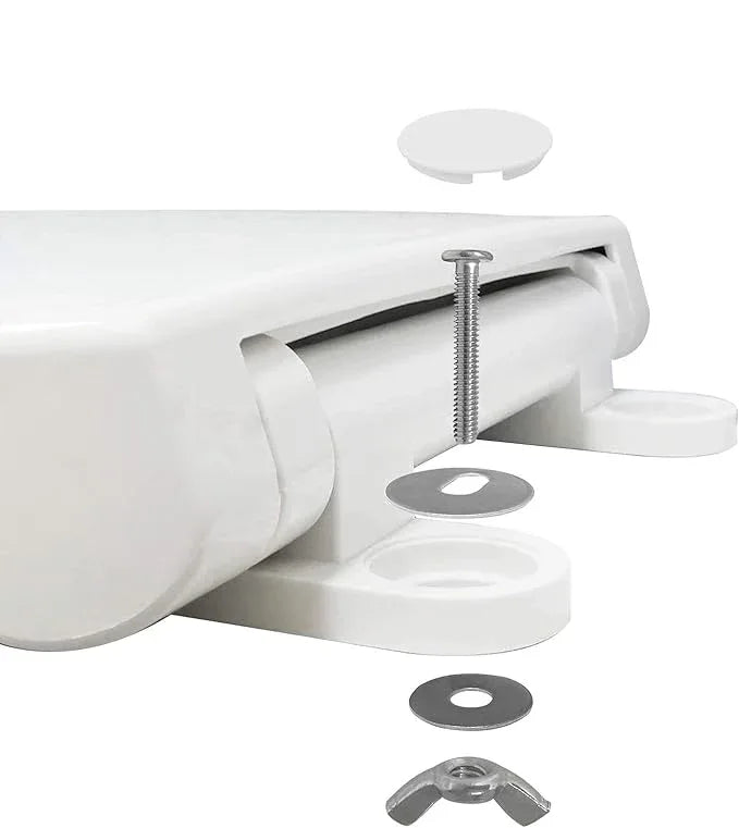 CYRRET Toilet Seat Round with Lid, Slow Close, Easy to Install and Clean, Durable Plastic, White, Replacement Toilet Seats, Fits Standard Round Toilets Bowl - ModernBath