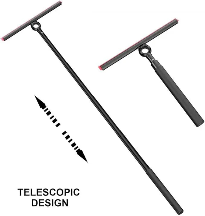 EHOMGUI Shower Squeegee for Glass Doors, Window Squeegee for Home,Squeegee with Telescopic Extension Pole,Professional Window Cleaning Tool, Black, for Mirror, Glass, Ceramic Tile - ModernBath