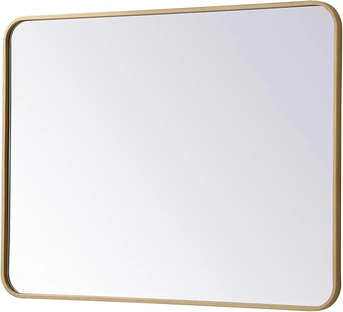 ARS Concepts Aura, Soft Corner Metal Rectangular Mirror 27X36 Inch in, Modern, Brass - ModernBath