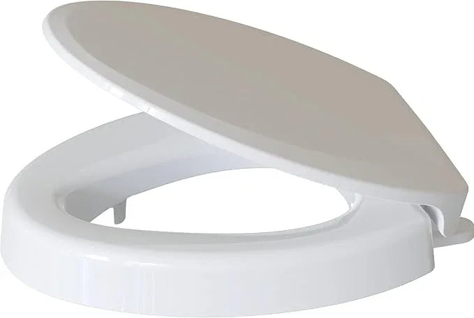 CYRRET 3 Inch Elevated Toilet Seat Riser, Raised Toilet Seat Enlongated Bowl (18.5") for Elderly and Seniors, Durable Plastic, Slow Close, Safety Bathroom Assist Device, Easy Installation, White - ModernBath