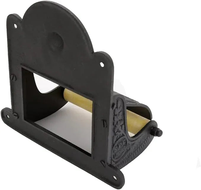 Renovators Supply Manufacturing Black Wall Mount Toilet Tissue Paper Holder 6.9" Wide Antique Ornate Victorian Style Solid Aluminum Rust Resistant Toilet Tissue Roll Holder Storage with Lid - ModernBath