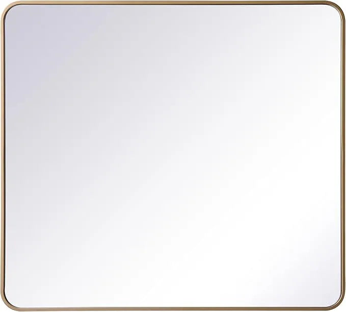 ARS Concepts Aura, Soft Corner Metal Rectangular Mirror 36X40 Inch in, Modern, Brass - ModernBath