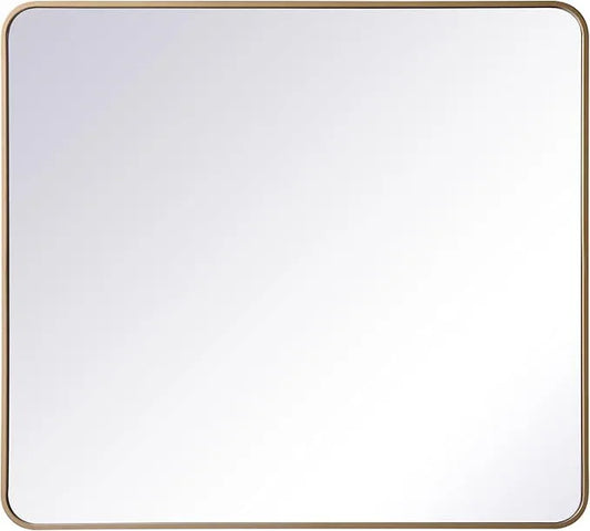 ARS Concepts Aura, Soft Corner Metal Rectangular Mirror 36X40 Inch in, Modern, Brass - ModernBath