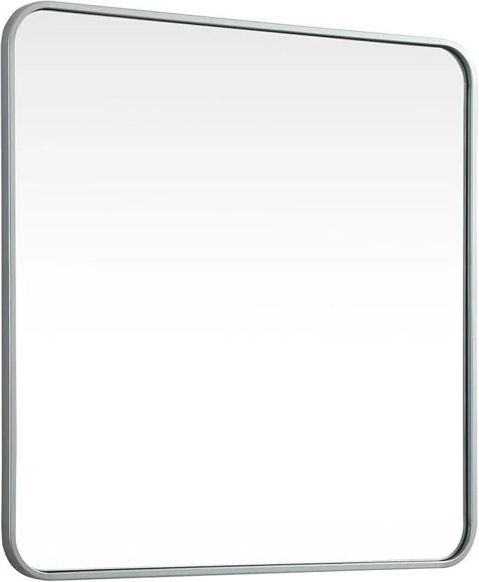ARS Concepts Aura, Soft Corner Metal Square Mirror 30X30 Inch in, Modern, Silver - ModernBath