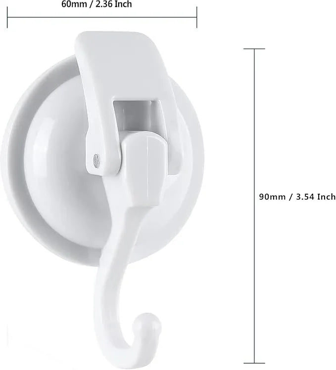 Extra Duty Suction Cup Hooks - Glass & Bathroom Robe Hooks, White (4 Pack) - ModernBath