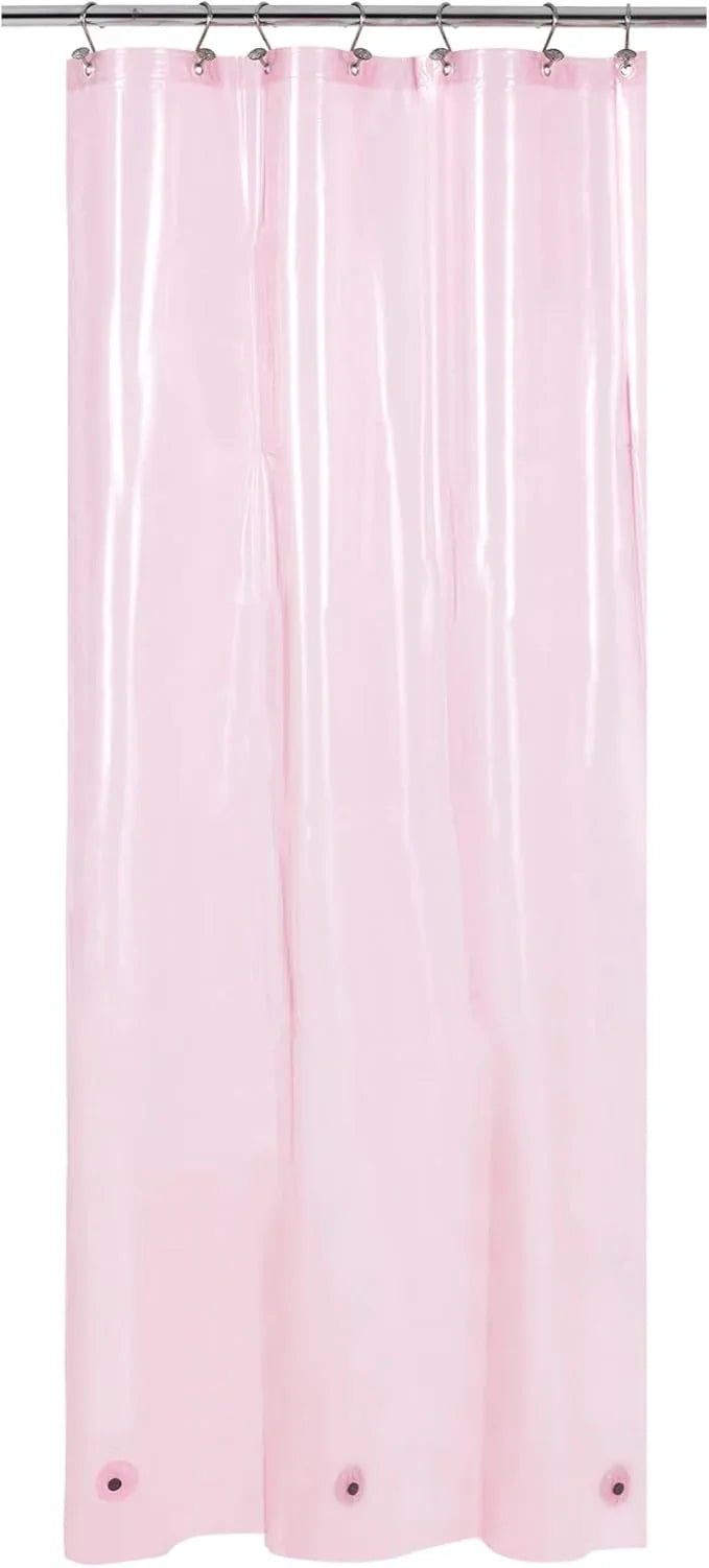 Barossa Design Clear Pink Stall Shower Curtain Liner with 3 Magnets - 36" x 72" Waterproof Lightweight PEVA Plastic Narrow Shower Liner for Small Bathroom, Metal Grommets - Clear Pink - ModernBath