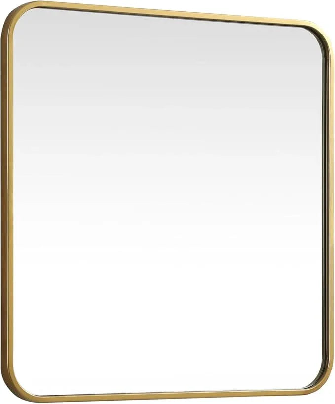 ARS Concepts Aura, Soft Corner Metal Square Mirror 24X24 Inch in, Modern, Brass - ModernBath
