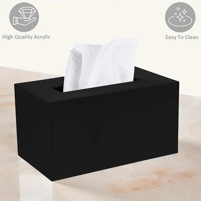Rectangle Tissue Box Cover | Fits Tall Tissue Boxes | Black Tissue Box Holder for Bathroom | Premium Acrylic Tissue Cover - ModernBath