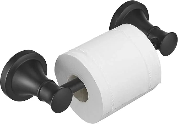 BESy Wall Mounted Toilet Paper Roll Holder Rustproof Toilet Tissue Holder Bathroom Flexible Pivoting Handle Tissue Roll Holder, Matte Black, Stainless Steel - ModernBath