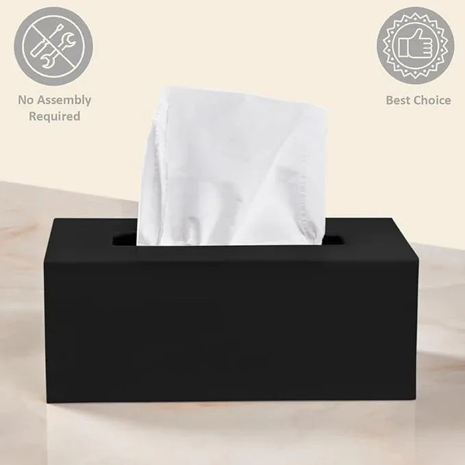Rectangle Tissue Box Cover | Fits Standard Rectangle Tissue Boxes | Black Tissue Box Holder for Bathroom | Premium Acrylic Tissue Cover - ModernBath