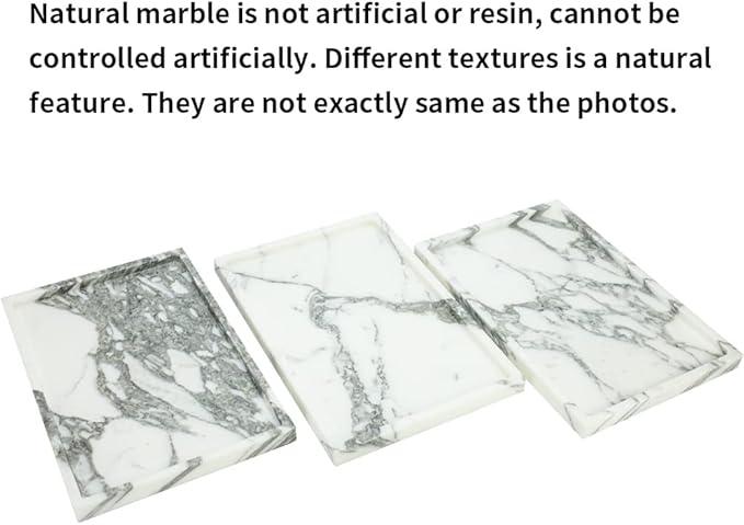 Real Luxurious Natural Marble Vanity Tray Genuine Marble Storage Tray for Home Decor Stone Tray for Bathroom/Kitchen/Vanity/Dresser Non-Resin/(arabescato) - ModernBath