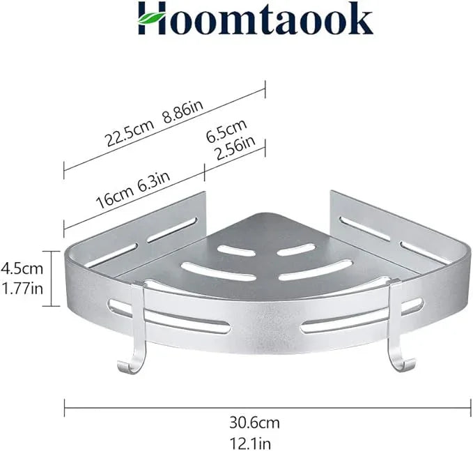 Hoomtaook Corner Caddy Bathroom Shower Shelf Wall Mounted No Drilling 2 Tier Storage Shelves Adhesive Triangle Baskets Silver Bathroom Kitchen Storage Basket - ModernBath