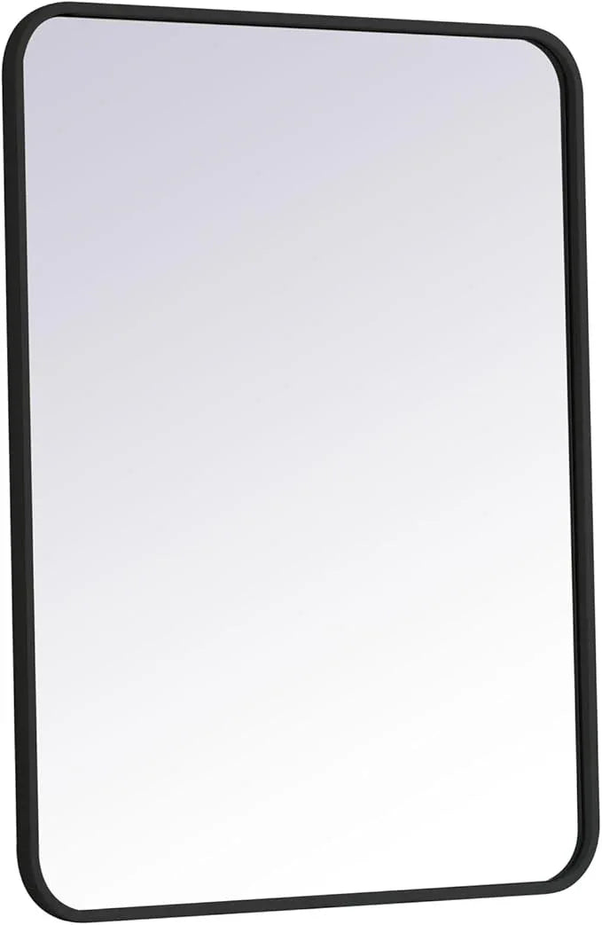 ARS Concepts Aura, Soft Corner Metal Rectangular Mirror 24X32 Inch in Black, Modern, Black - ModernBath