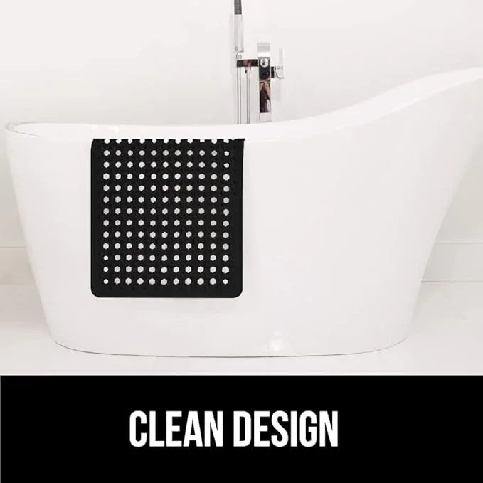 GORILLA GRIP Patented Bath Tub Shower Mat, Machine Washable Bathtub Floor Liner Mats, Suction Cups and Drain Holes to Keep Tubs Clean, Soft on Feet, Bathroom Essentials, 35x16 Inch, Black - ModernBath